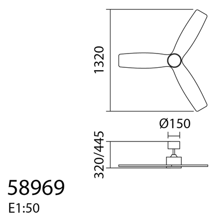 Wentylator SANTORINI XL biały, drewno naturalne Ø132 DC 35W LED 24W CCT zmienna barwa