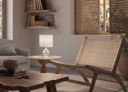 Lampa stołowa ORIANA dymiony E27 abażur biały