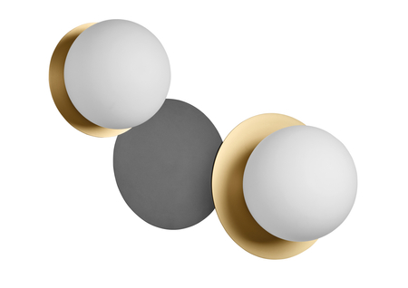 Lampa ścienna łazienkowa FLOC DUO PLUS M Ø17 E27 mosiądz mat Ø15 E27 mosiądz mat+czarny mat IP44