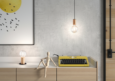 Lampa wisząca KOPA czarny mat, drewniany naturalny 1x E27