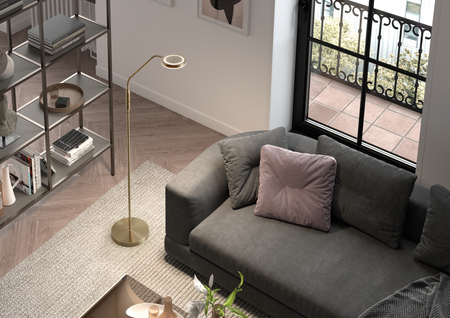 Lampa podłogowa ARO R chrom matowy LED 7W CCT 2700K-3500K-4000K, ściemnianie