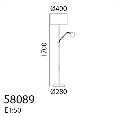 Lampa podłogowa SAM czarny E27+E14 abażur biały