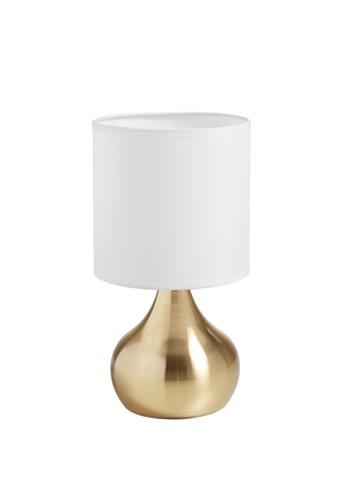 Lampa stołowa GRETA (2szt w komplecie) mosiądz mat 1xE27 abażur biały, włącznik dotykowy, 2szt w komplecie