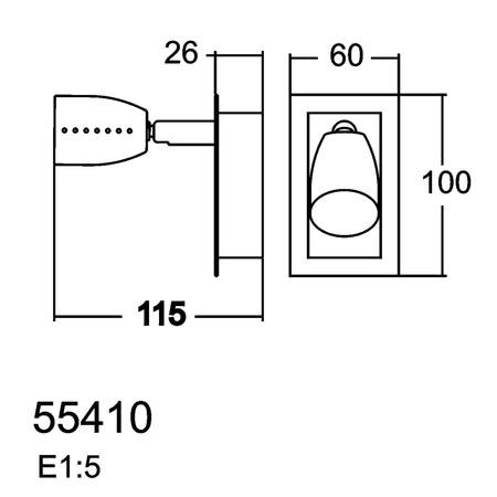 Lampa ścienna/sufitowa ECCO 1xGU10 chrom matowy