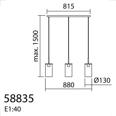 Lampa wisząca TRIEL czarny, mosiądz antyczny 3xE27