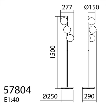 Lampa podłogowa RONDO czarny mat 3xE27 15cm