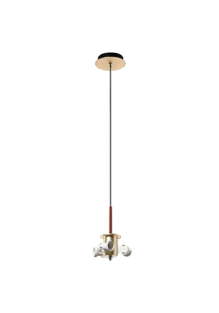 Lampa wisząca JULIETTE W mosiądz mat, orzech 3xE27 (abażur zamawiany osobno)